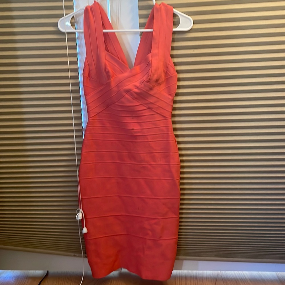 Herve Leger pink bandage dress